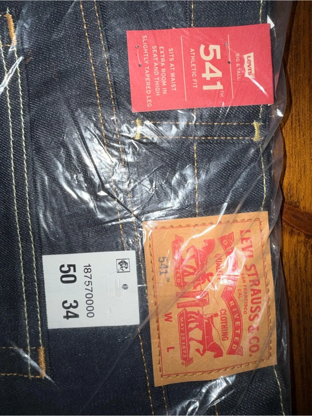 Levi's 541 Athletic Fit Men's Jeans in Dark Indigo with Yellow Stitching 50x34